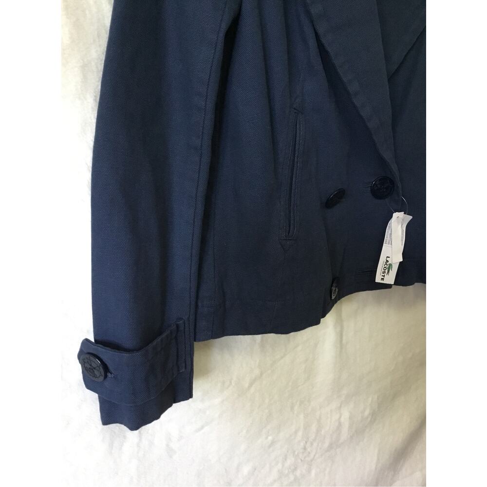 Lacoste Blue Cotton Double-Breasted Blazer - Picture 9 of 16